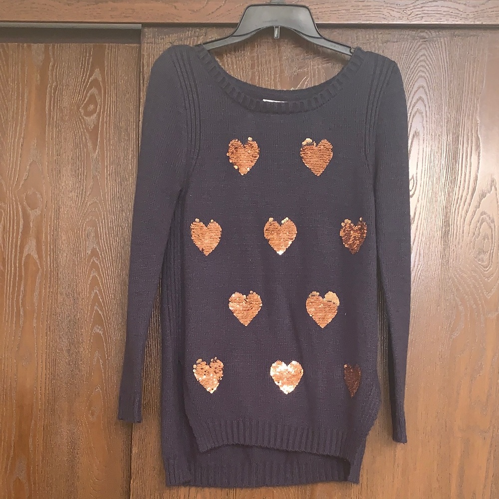 LC sweater with Sequin Hearts
